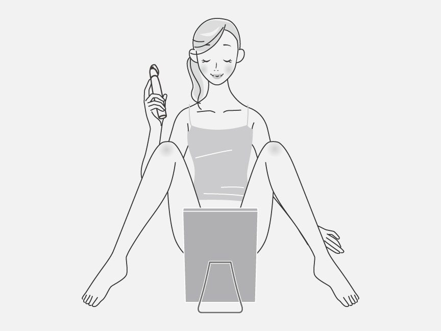 イラスト：鏡を使って処理をする女性