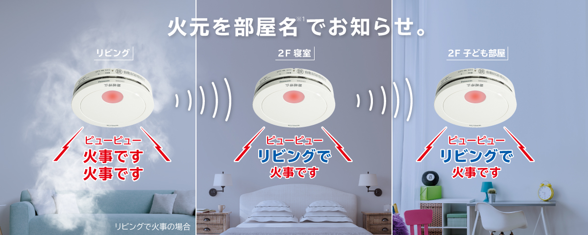 火元を部屋名でお知らせ。