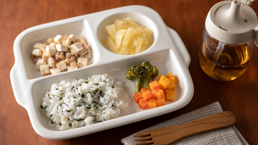 鶏ひき肉豆腐の離乳食プレート