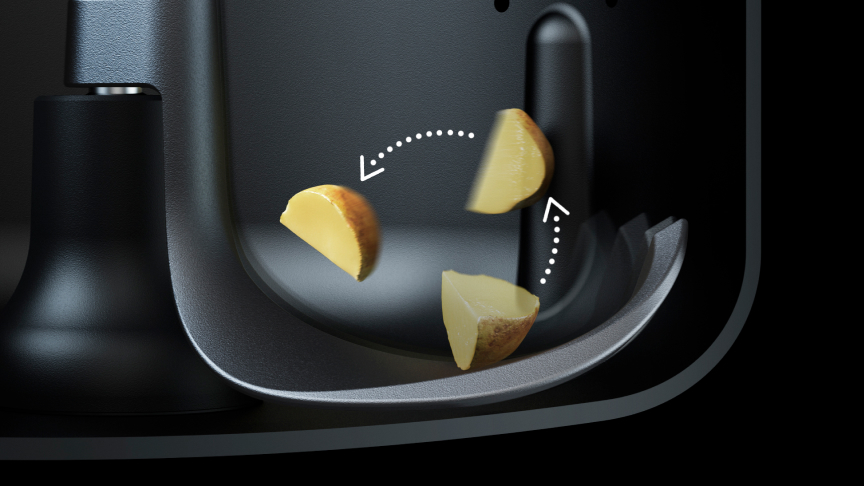 イメージ図：鍋底の羽根が回転するようす