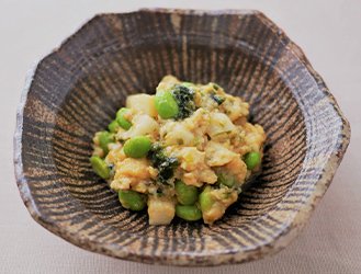 ながいもと枝豆の和風スクランブルエッグ