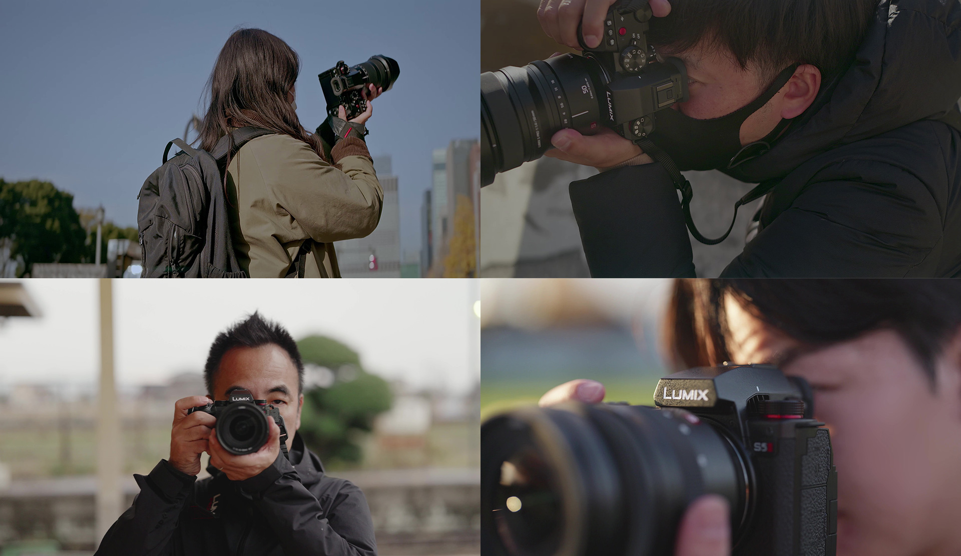 手持ちで撮影する人たちのカット