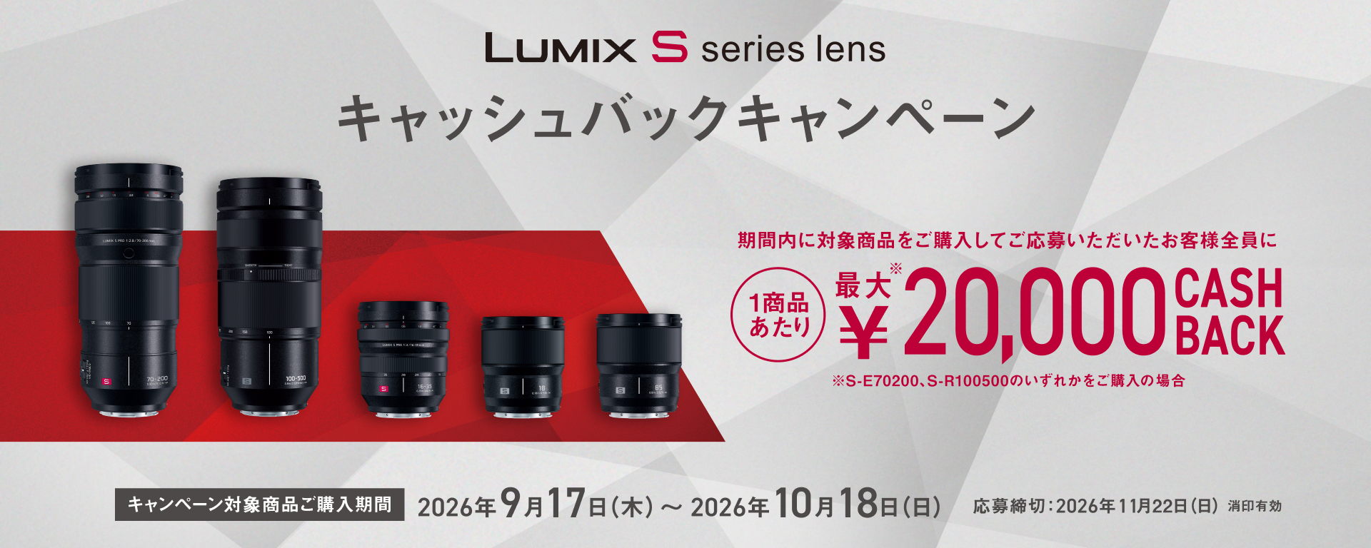 LUMIX Sシリーズレンズキャッシュバックキャンペーン