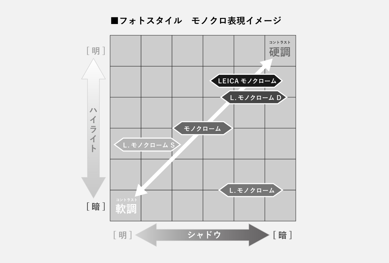 フォトスタイル　モノクロ表現イメージ