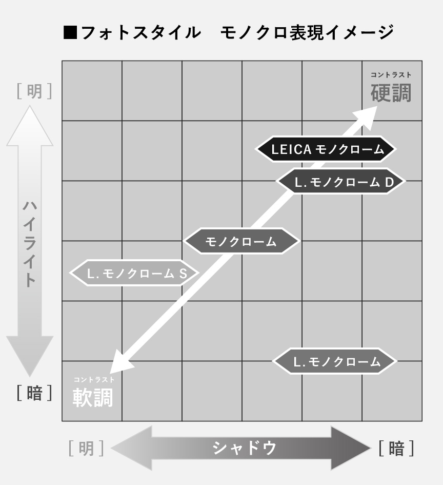 フォトスタイル　モノクロ表現イメージ