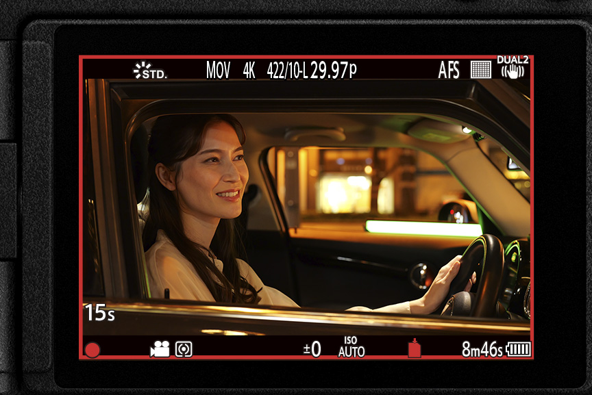 動画記録中の赤枠表示