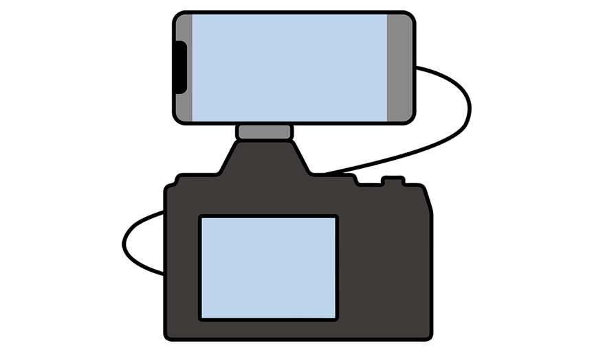 イラスト：スマートフォンを撮影設定可能な 外部モニターに