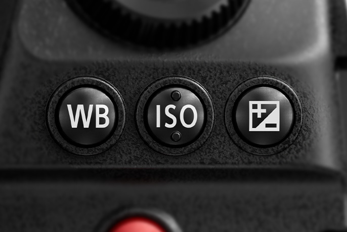 3連ボタン(WB/ISO/露出補正)