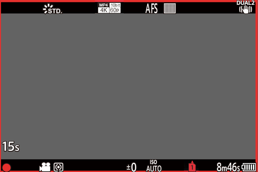 画像：動画撮影中の赤枠表示