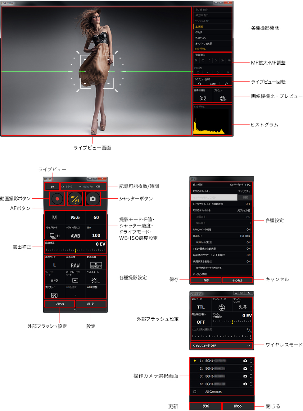 LUMIX Tether UIイメージ