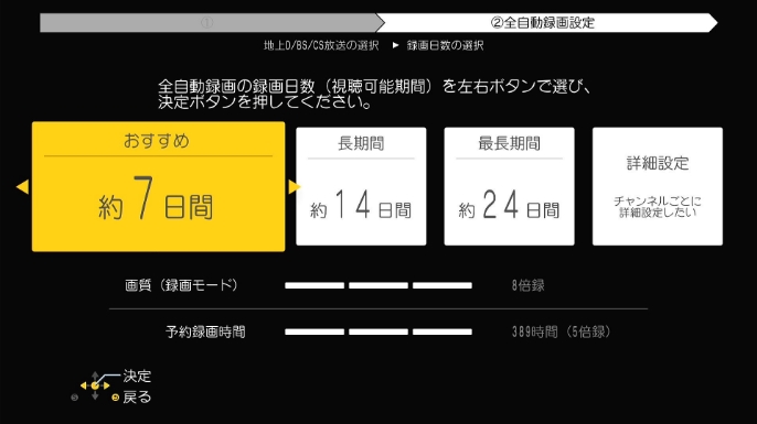 画像：Step 2．お好みの録画日数を選択