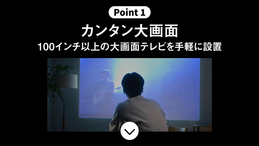 Point1 カンタン大画面 100インチ以上の大画面テレビを気軽に構築