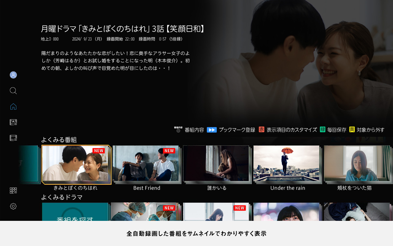 画像：全自動録画した番組をサムネイルでわかりやすく表示