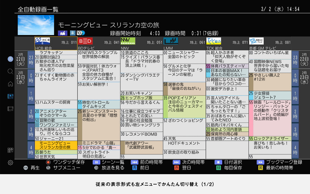 画像：従来の表示形式も左メニューでかんたん切り替え
