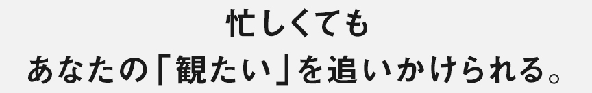 忙しくても、あなたの「観たい」を追いかけられる。