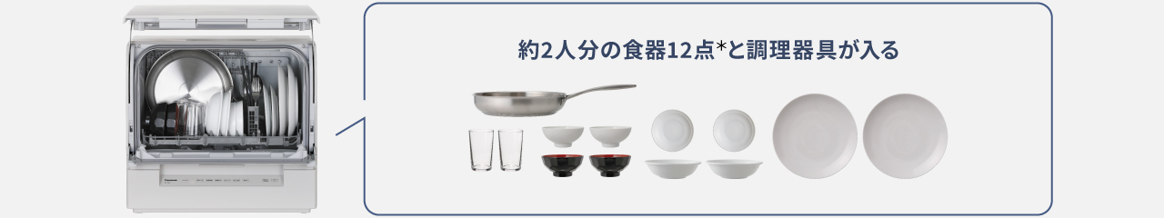 イメージ：約4人分の食器24点が入る