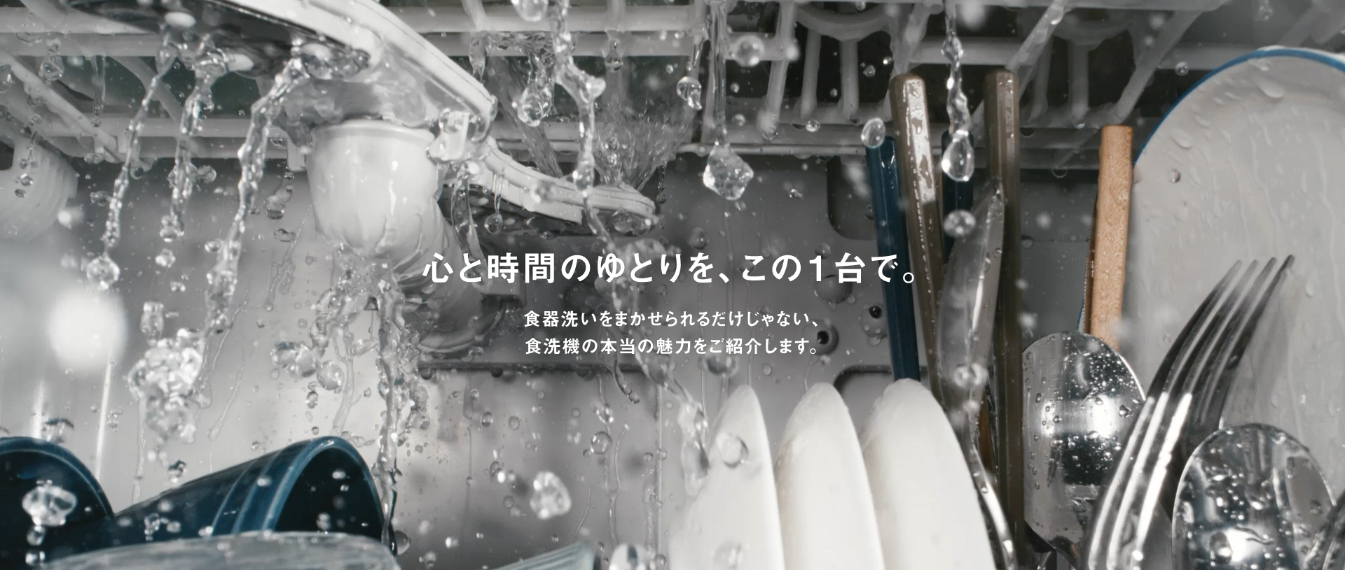 心と時間のゆとりを、この１台で。食器洗いをまかせられるだけじゃない、食洗機の本当の魅力をご紹介します。