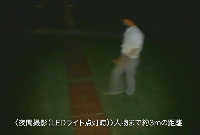 〈夜間撮影（LEDライト点灯時）〉 人物まで約3 mの距離