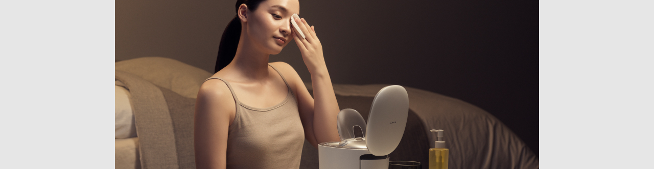 スチーマーでディープクレンジングする様子