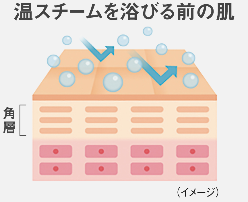 イラスト：温スチームを浴びる前の肌のイメージ