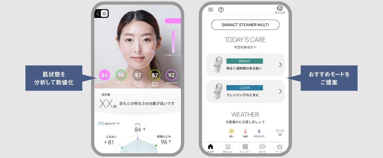 “with Panasonic Beauty” アプリの画面イメージ