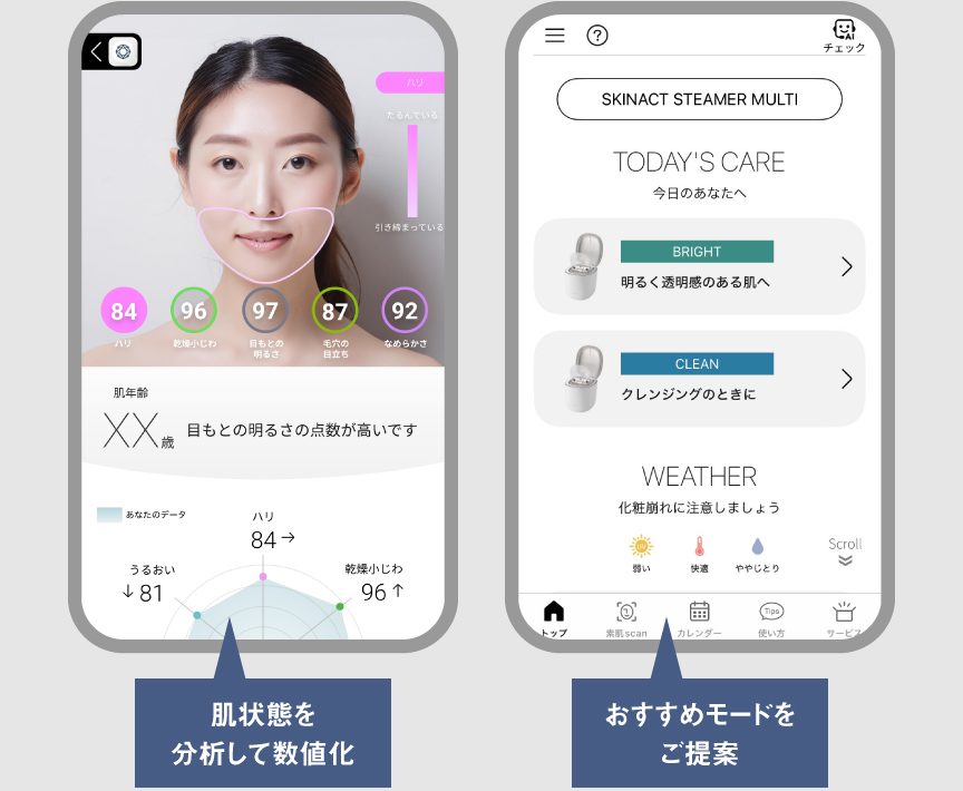 “with Panasonic Beauty” アプリの画面イメージ