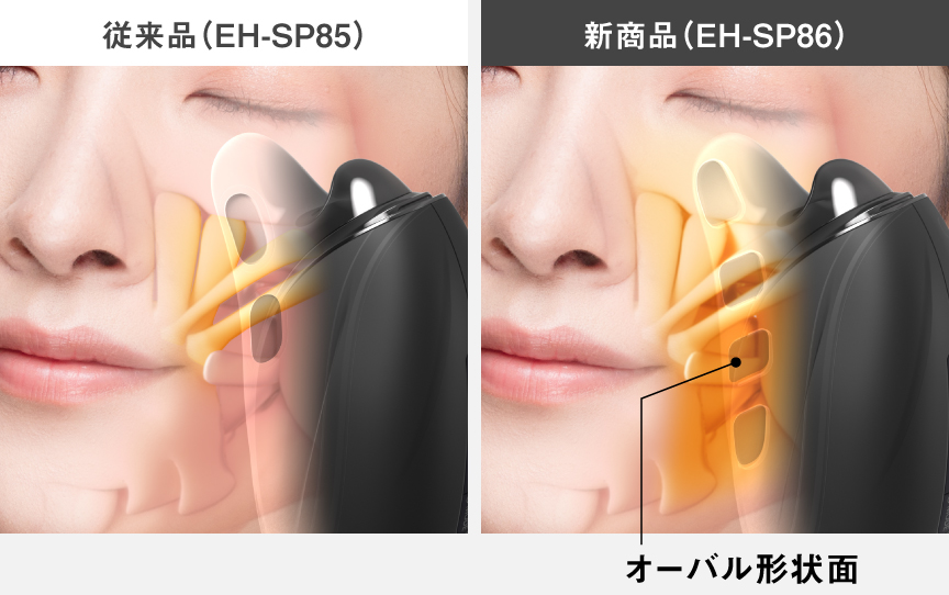 従来品（EH-SP85）と新商品（EH-SP86）のアプローチ形状の比較