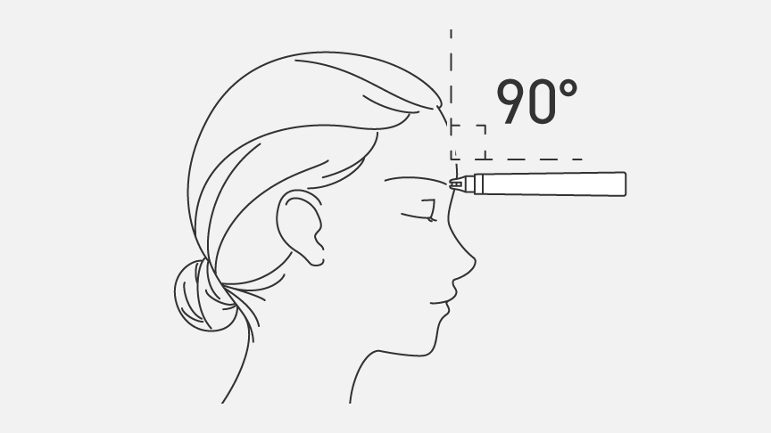 STEP4 本体を垂直にし、肌にやさしく押しあてる