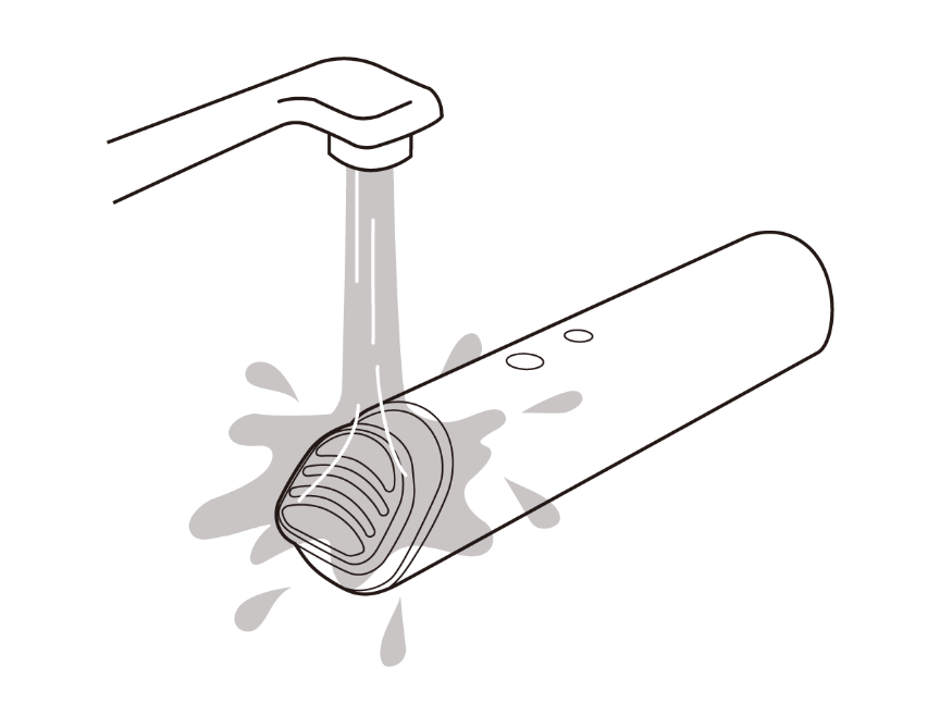 美顔器を水洗いしているイラスト