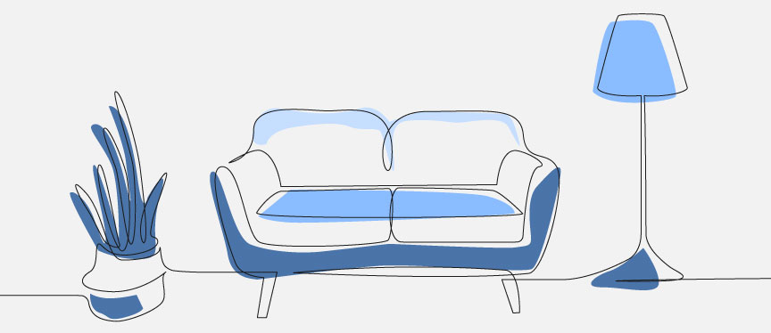 リビングにあるソファのイラスト