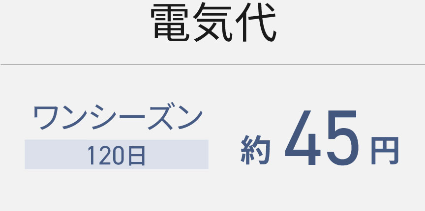 電気代：ワンシーズン（120日）約45円