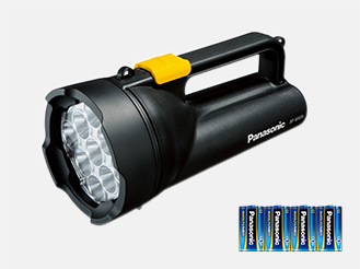 乾電池エボルタNEO付き ワイドパワーLED強力ライト(単1形電池4本使用) BF-BS05N-K