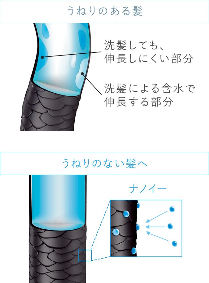うねりのある髪とうねりのない髪のイメージ