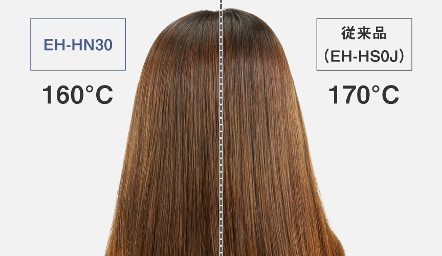 比較写真：従来品（EH-HN30）160度。従来品（EH-HS0J）170度。