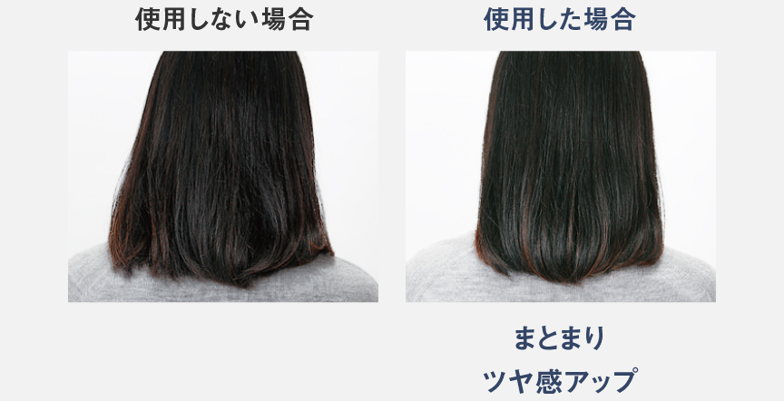 写真：温冷リズムモードを使用しない場合と使用した場合の比較写真,温冷リズムモードを使用した場合はまとまり・ツヤ感アップ