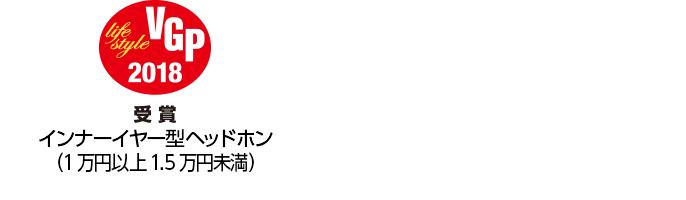 VGP2018受賞 インナーイヤー型ヘッドホン(1万円以上1.5万円未満)