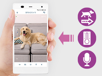 動作・温度・音の3つの変化をスマートフォンへお知らせ
