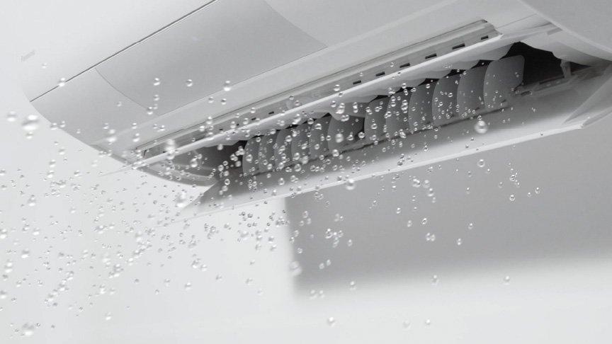 エアコンから清潔な空気を吹き出している画像です