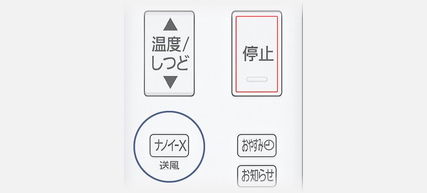 ナノイーXのボタンにフォーカスした画像です
