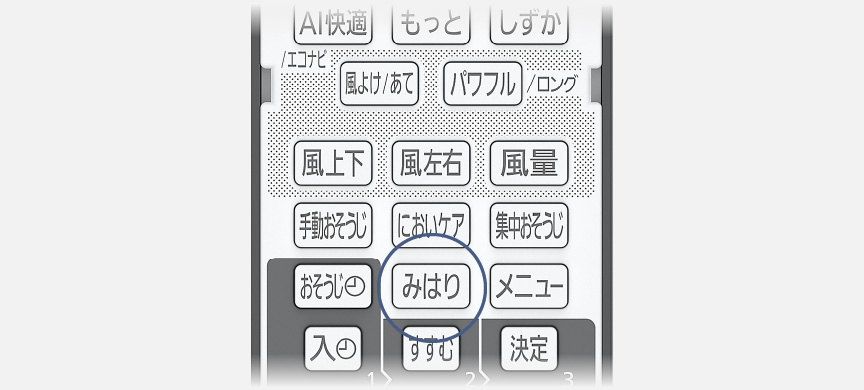 リモコンのみはりボタンにフォーカスしている画像です