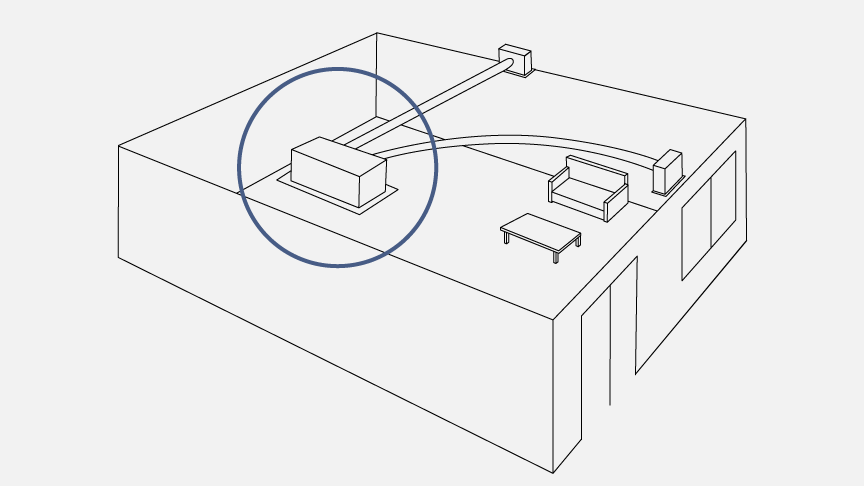 天井内にダクト配管を設定可能