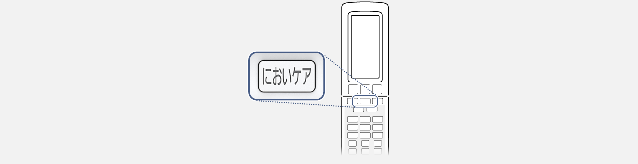 リモコンのにおいケアボタンにフォーカスしている画像です
