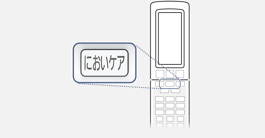リモコンのにおいケアボタンにフォーカスしている画像です