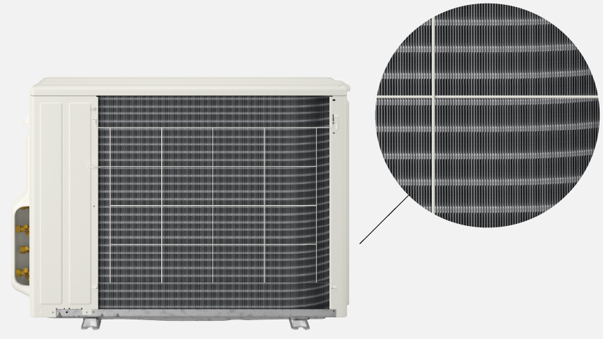 背面金網の画像です。室内機内部に背面金網が施されている画像です