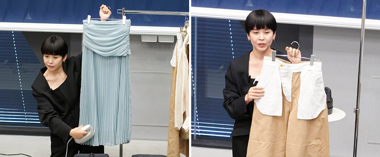 丈長の服や立体的な服も楽にケア。利き手の心配もなし