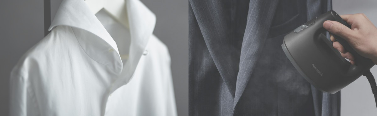 イメージ：スーツに衣類スチーマーをあてる様子