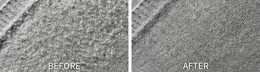 毛玉取り前後の比較