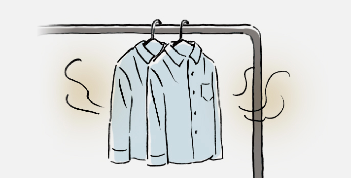 部屋干しの生乾き臭イメージ