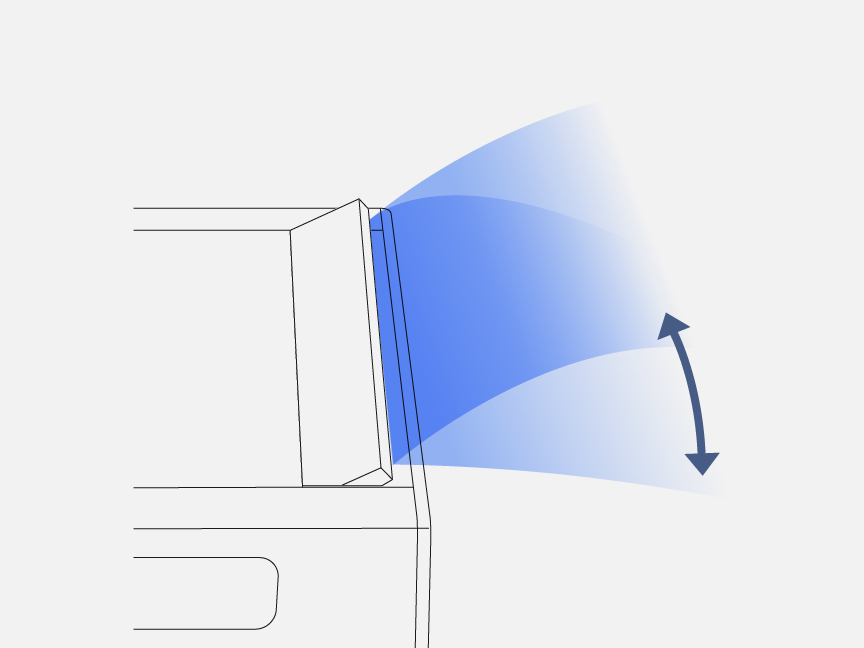 ルーバーが、下方向に動く様子を表している画像です