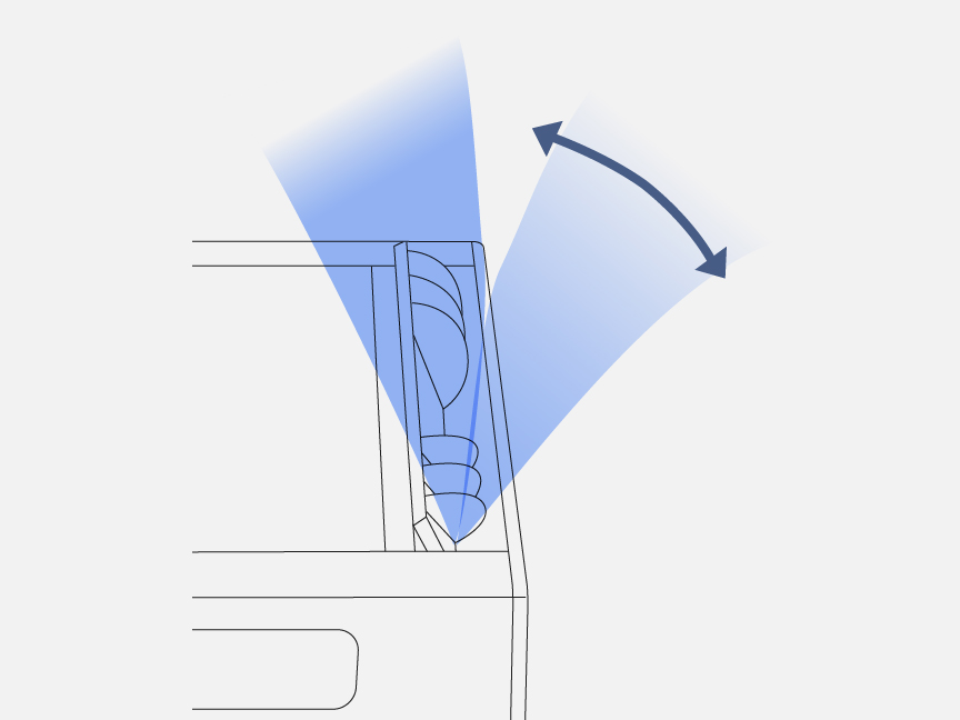 ルーバーが、上方向に動く様子を表している画像です